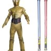 Star Wars Costume Deluxe Child - C-3PO - WITH X2 FREE LIGHTSABERS -Costumes Crazy Shop 1518249373