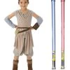 Star Wars Costume Deluxe Child - Rey The Force Awakens - WITH X2 FREE LIGHTSABERS